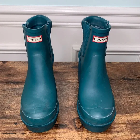 Hunter Original Block Heel Chelsea Rain Boots rare - Picture 5 of 7